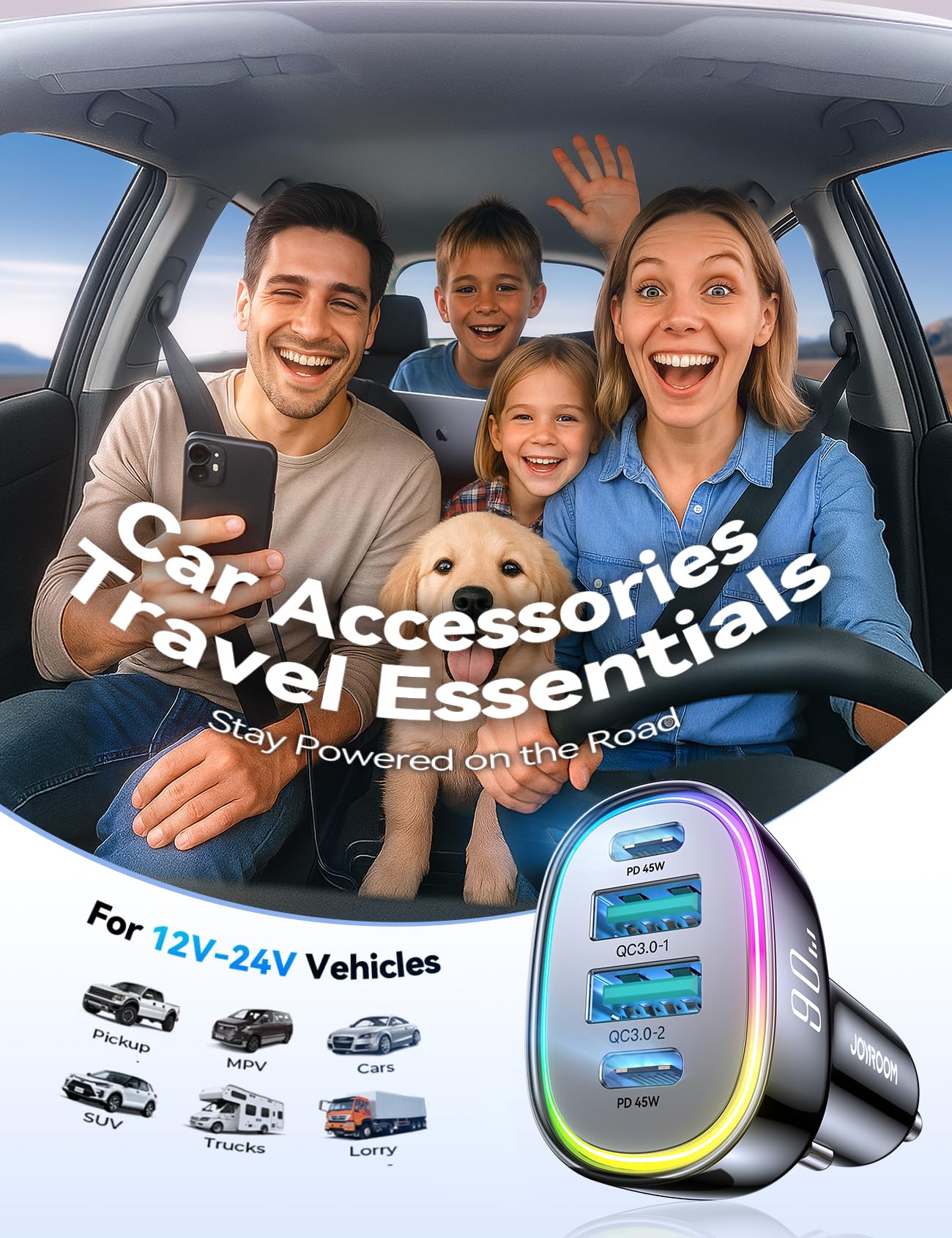 Foto 5 pulgar | Cargador De Coche Joyroom Usb C 90w 4 Puertos Para Iphone 16 Samsung S25 - Venta Internacional.