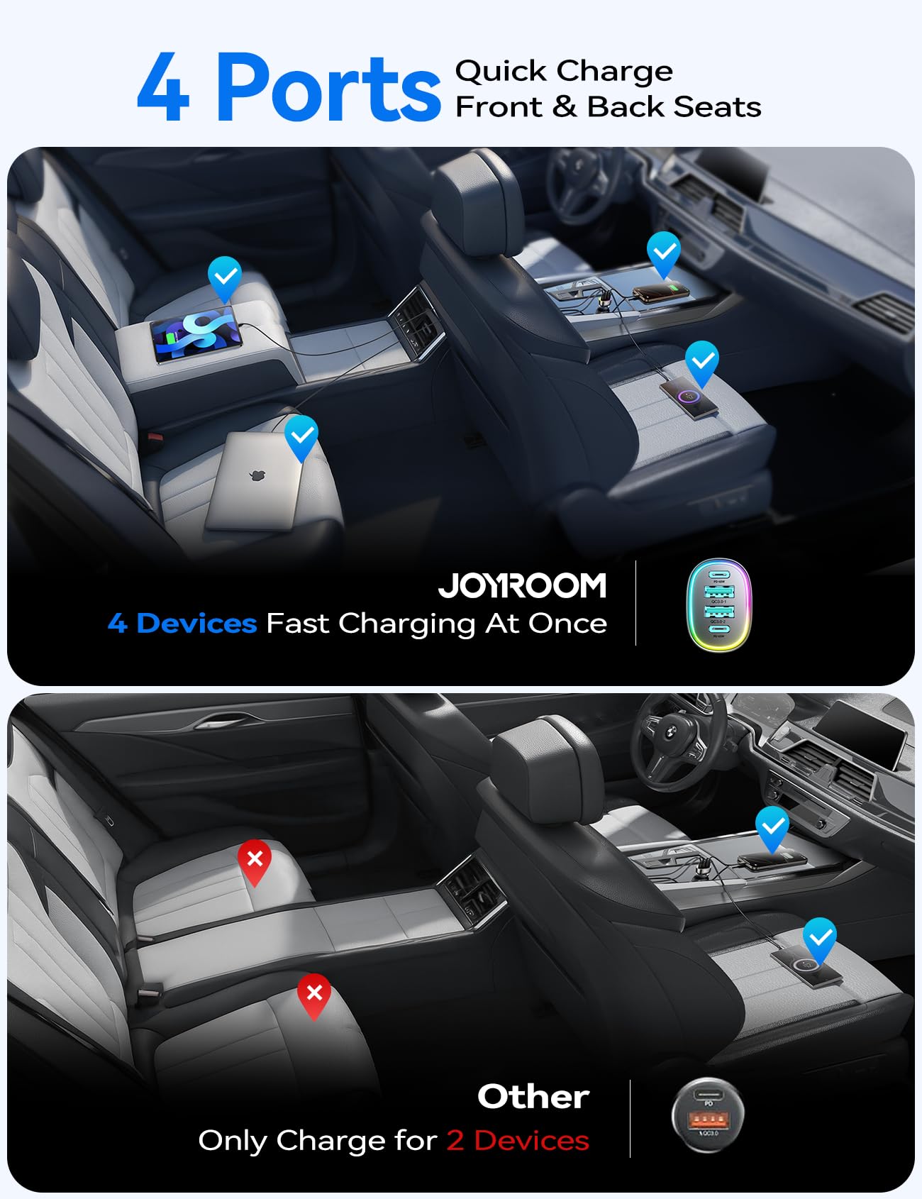 Foto 7 pulgar | Cargador De Coche Joyroom Usb C 90w 4 Puertos Para Iphone 16 Samsung S25 - Venta Internacional.