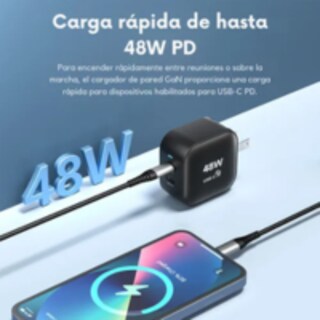 Foto 4 | Mr. Gadgets Cubo Adaptador De Corriente Power Cube 48w Cargador Carga Ultra Rápida Pd Qc Gan 2 Puertos Usb-c