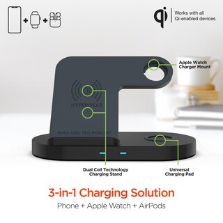 Foto 2 | Cargador Inalámbrico 3 En 1 De Tecnología Qi 10w Hypergear -Negro