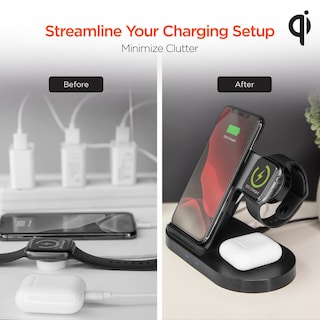 Foto 3 | Cargador Inalámbrico 3 En 1 De Tecnología Qi 10w Hypergear -Negro