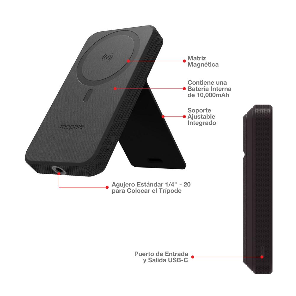 Foto 4 pulgar | Cargador Inalámbrico Magnético Mophie Snap+ Powerstation Stand Compatible Con Magsafe De 10,000mah
