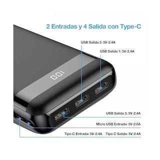 Foto 3 | Powerbank Carga Rapida-30000mah Led Con Triple Salida Eo Safe Imports Esi-4826 color Negro