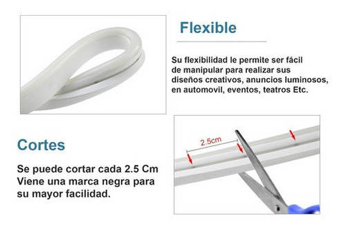 Foto 3 pulgar | Tira Led Neon Flex 5m 12v Alto Brillo Decorativa Ip65 Color De La Luz Naranja
