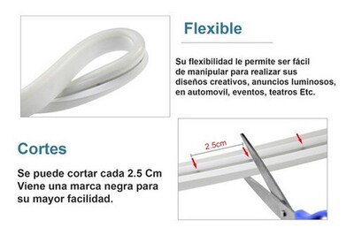 Foto 2 | Tira Led Neon Flex 5m 12v Alto Brillo Decorativa Ip65 Color De La Luz Naranja