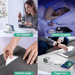 Foto 3 | Cargador Inalámbrico 3 en 1 Carga Rápida para IPhone/Samsung Eo Safe Imports Esi-11757 Blanco