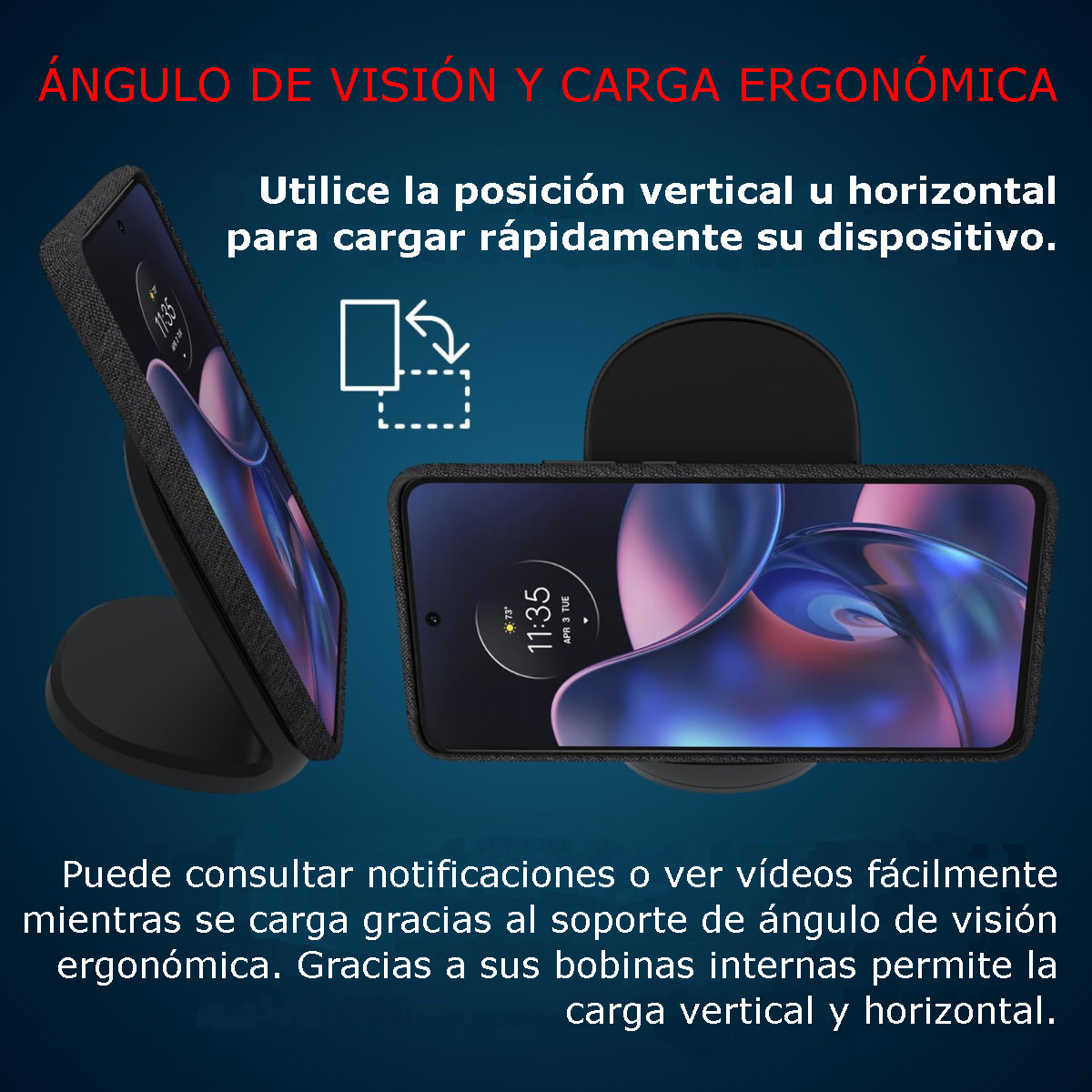 Foto 4 pulgar | Cargador Inalámbrico Motorola de 15 W Compatible Qi Universal