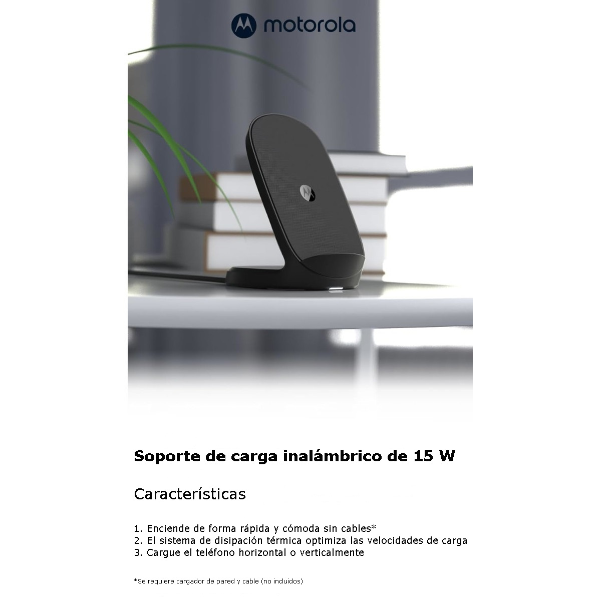 Foto 5 pulgar | Cargador Inalámbrico Motorola de 15 W Compatible Qi Universal