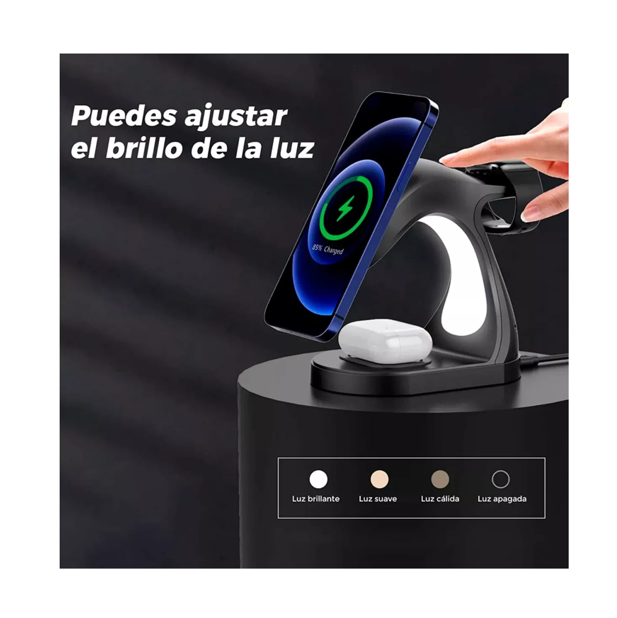 Foto 4 pulgar | Cargador Inalámbrico 15w Apple Watch Negro