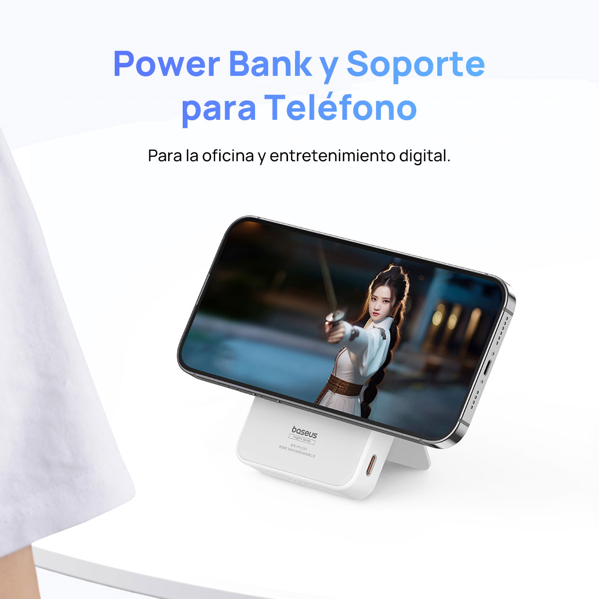 Foto 5 pulgar | Power Bank Magnética 5000 Mah Pd 20w Baseus Magpro Con Soporte Y Usb-c Lateral Blanco