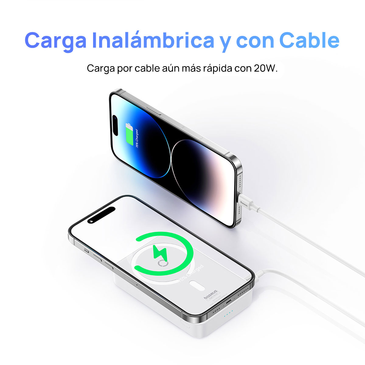 Foto 7 | Power Bank Magnética 5000 Mah Pd 20w Baseus Magpro Con Soporte Y Usb-c Lateral Blanco