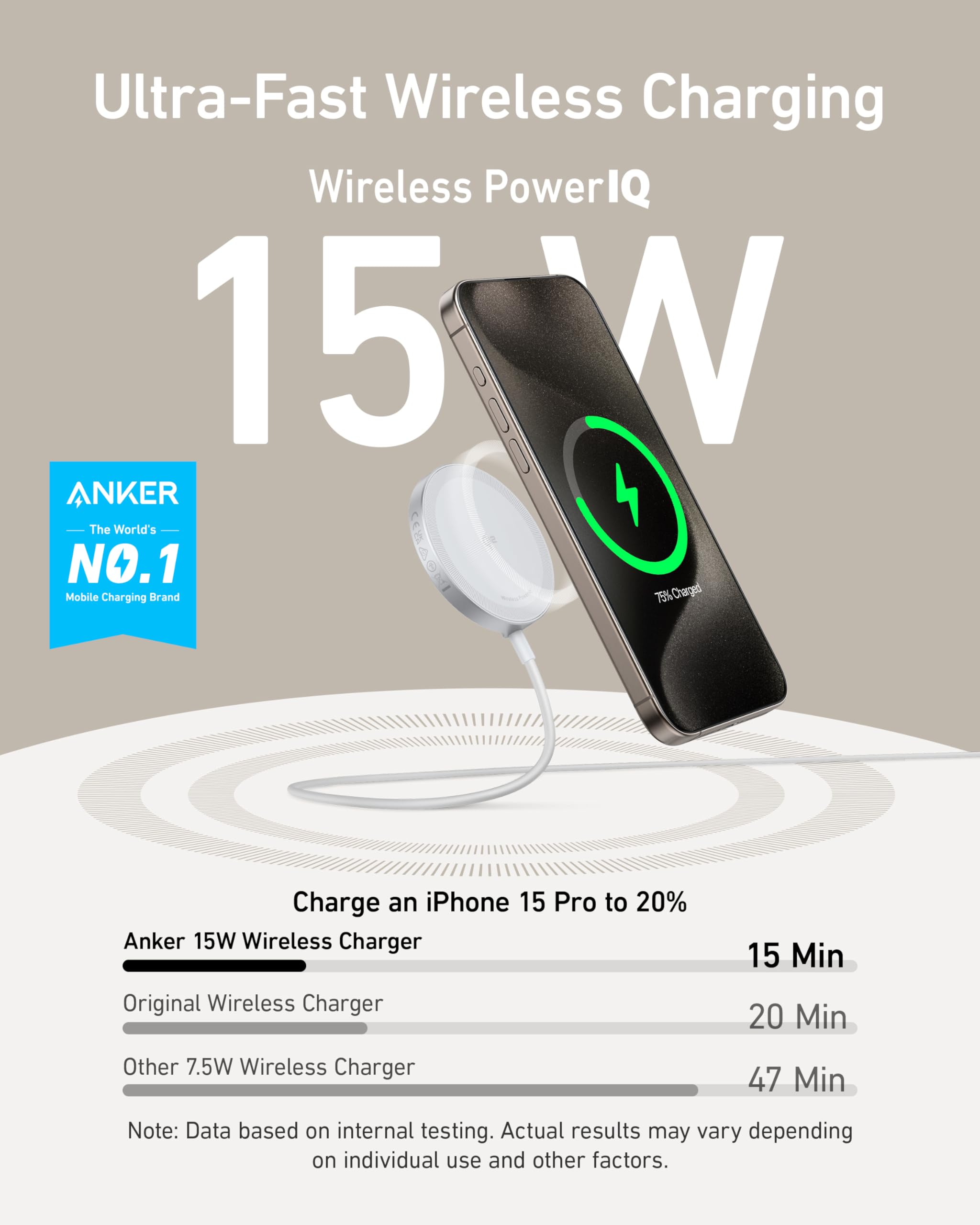 Foto 3 pulgar | Cargador Inalámbrico Anker Maggo Magnetic 15w para iPhone - Venta Internacional