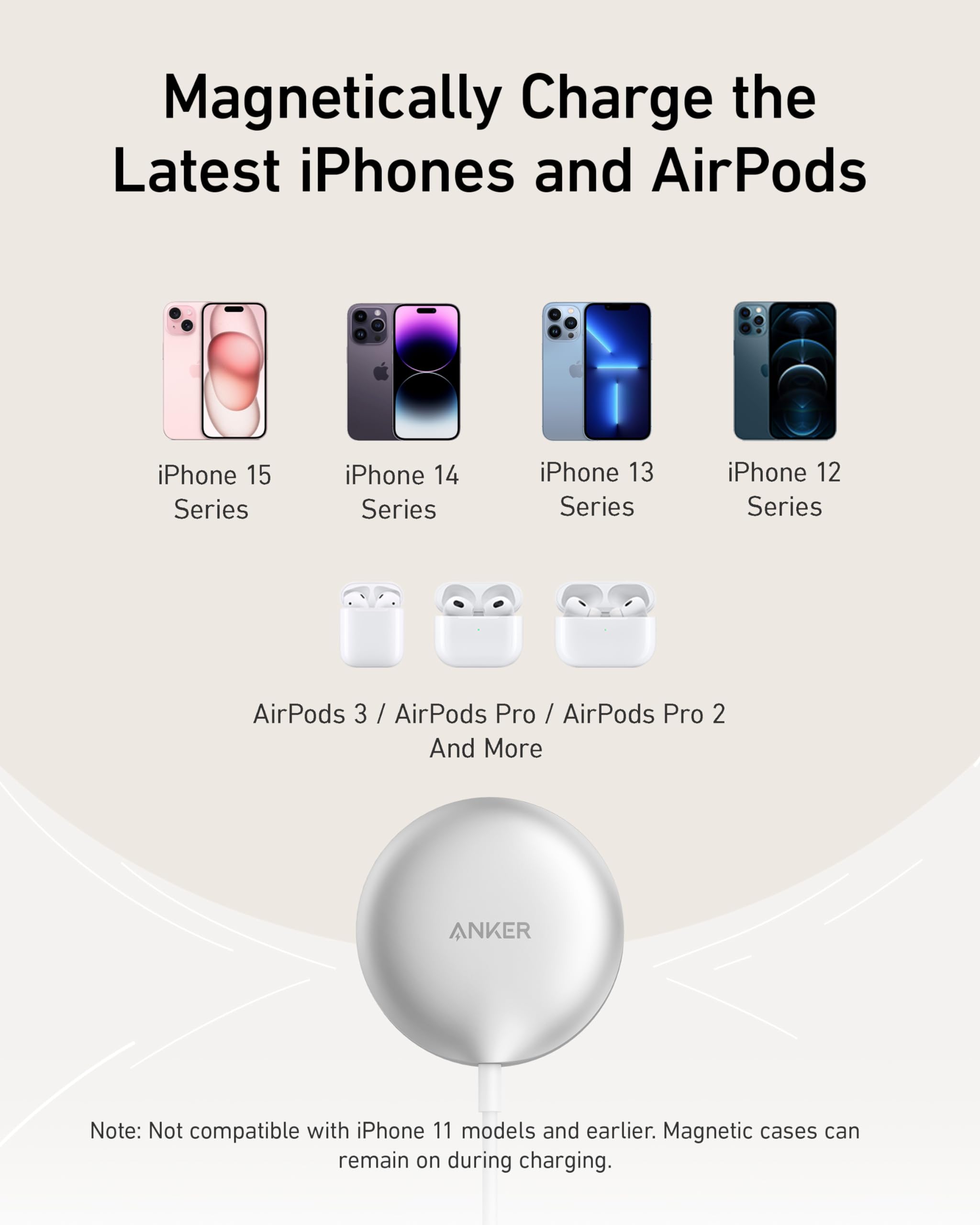 Foto 8 pulgar | Cargador Inalámbrico Anker Maggo Magnetic 15w para iPhone - Venta Internacional