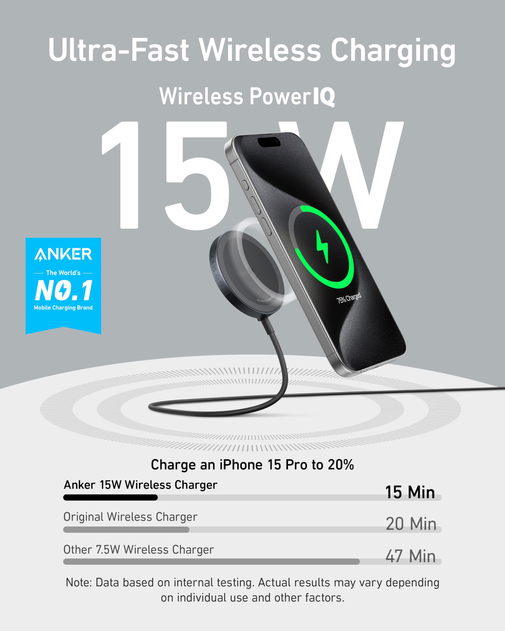 Foto 3 pulgar | Cargador Inalámbrico Anker Maggo Magnetic 15w para iPhone - Venta Internacional