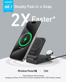 Foto 2 | Estación de Carga Inalámbrica Anker Maggo 3 en 1 con Cargador de 15 W - Venta Internacional