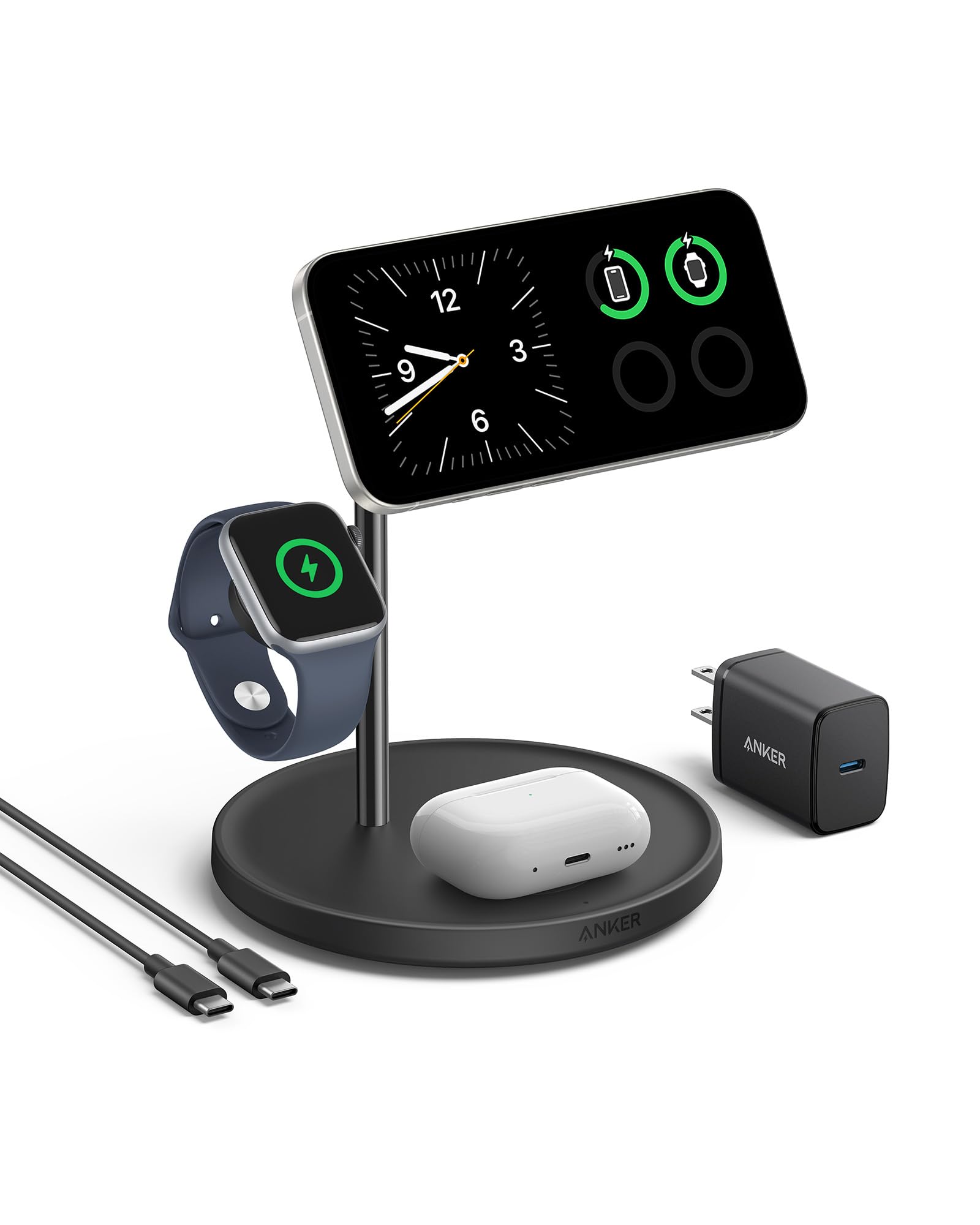 Soporte de Carga Inalámbrico Anker Maggo 3 en 1 para iPhone - Venta Internacional