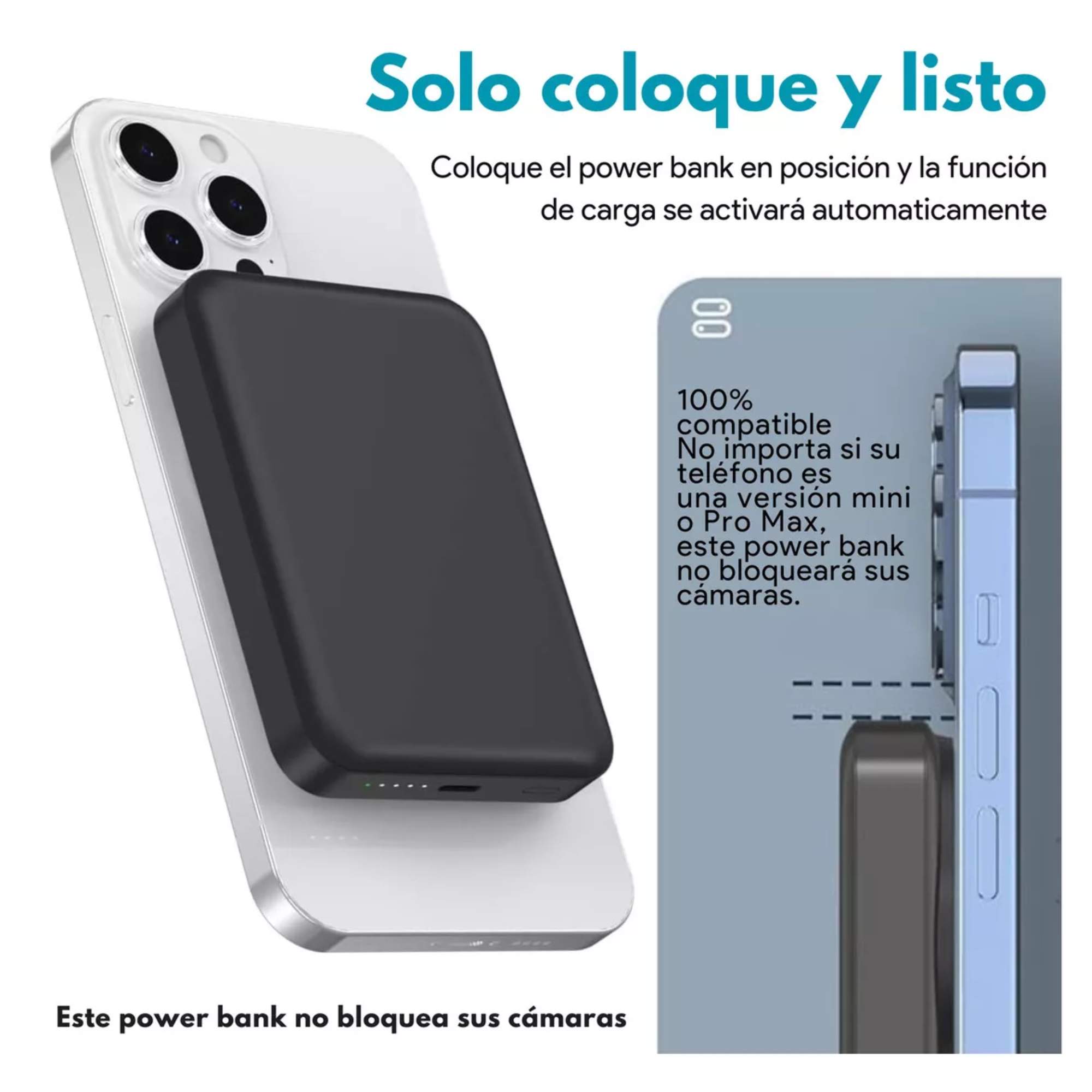 Foto 5 pulgar | Mr. Gadgets Power Bank 10,000 Mah, Carga Rápida Inalambrica, 15w, Batería Magnética, Cargador Portátil Ina