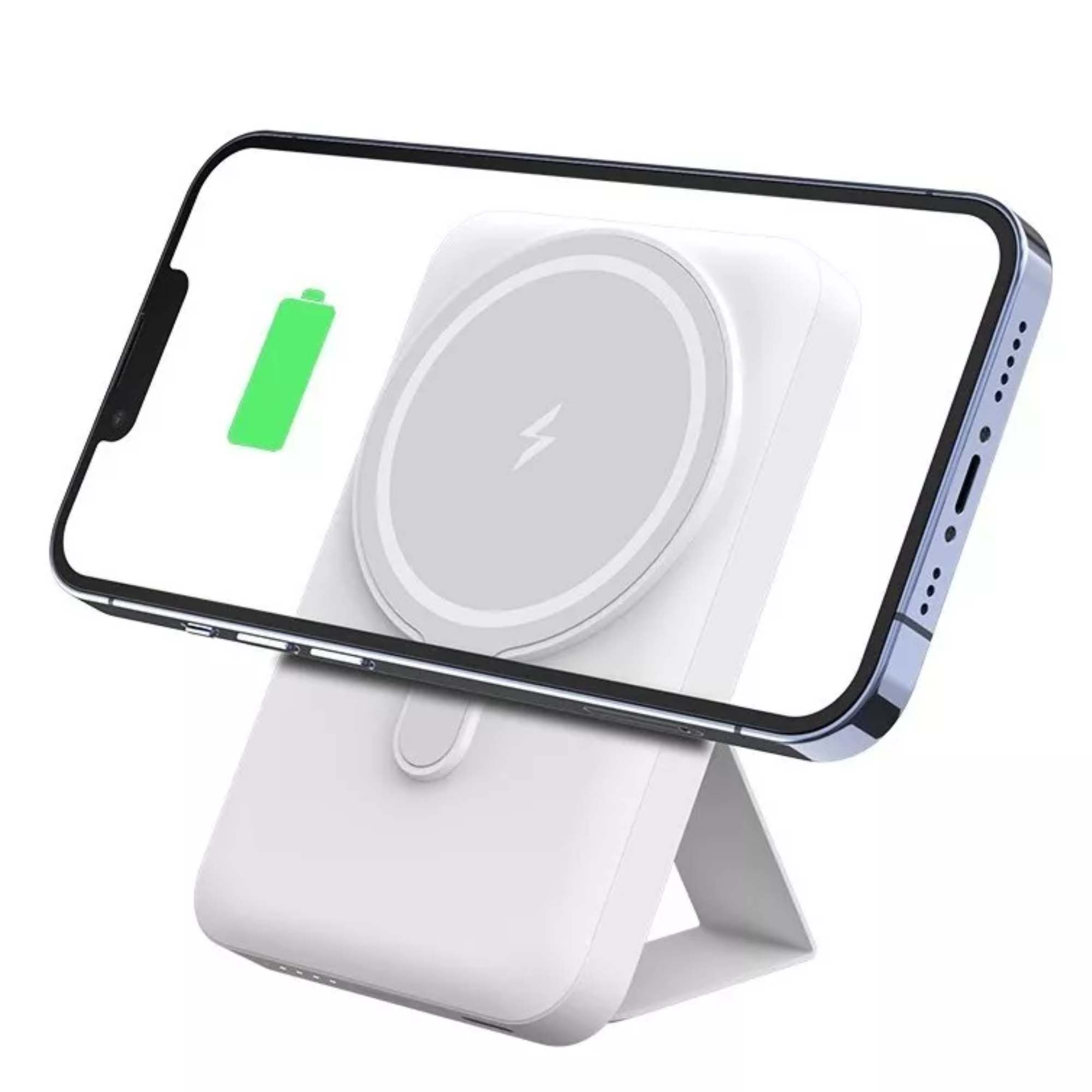 Mr. Gadgets Pila Carga Inalmbrica Magsafe Compa. 10000mah Powerbank 18w Color Blanco Soporte