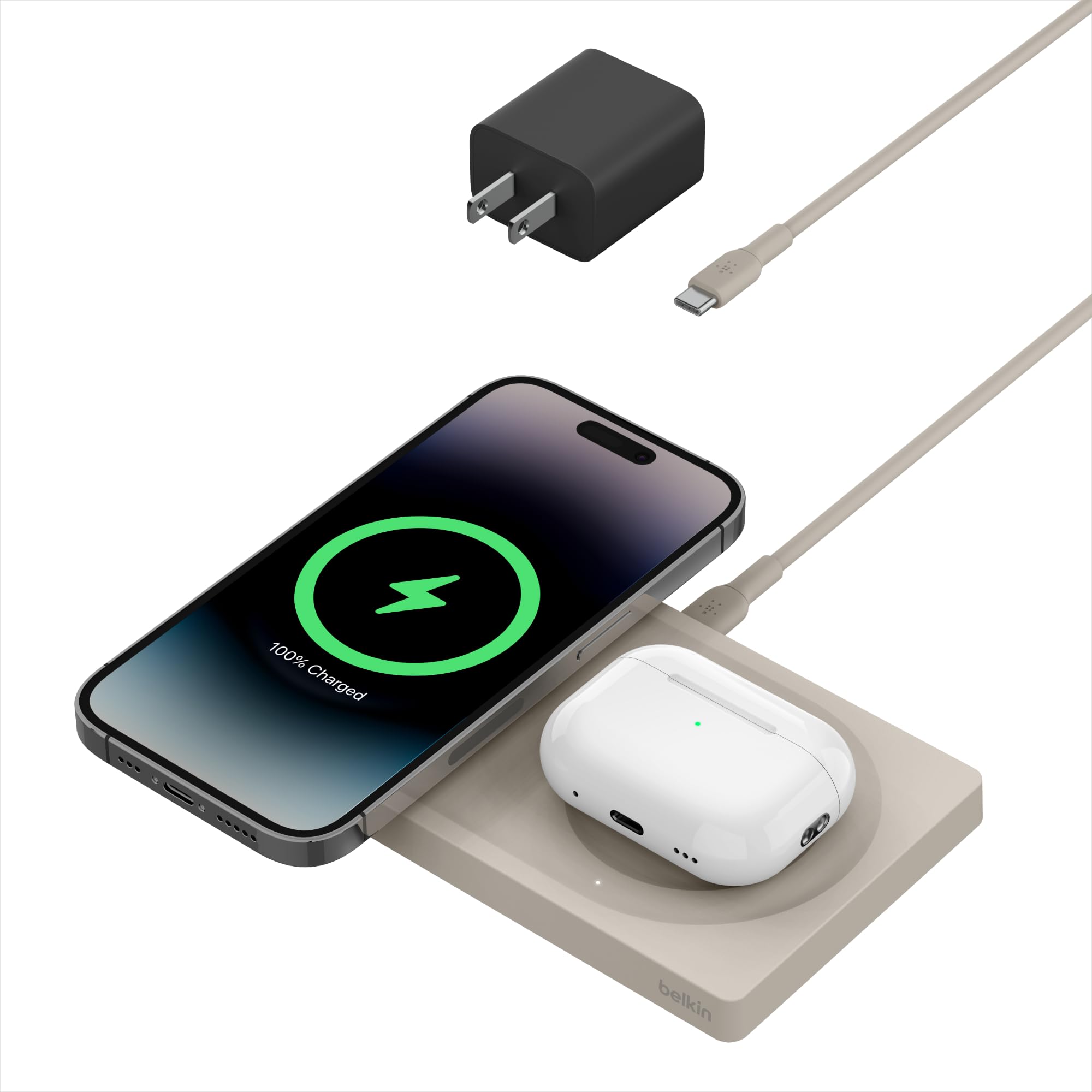 Foto 2 pulgar | Base De Carga Inalámbrica Belkin Boostcharge Pro 2 En 1 Magsafe 15w - Venta Internacional.