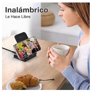 Foto 5 | Cargador Inalámbrico 15w, Soporte Del Celular, Para Iphone 11/12/13/14/15, Y Otros Dispositivos Negro