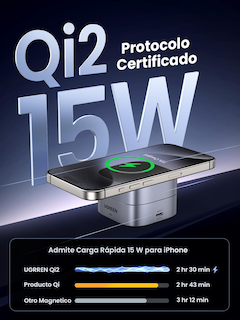 Foto 2 | Estación De Carga Ugreen 2 En 1 Qi2 Magnetic Para Iphone Y Airpods - Venta Internacional.