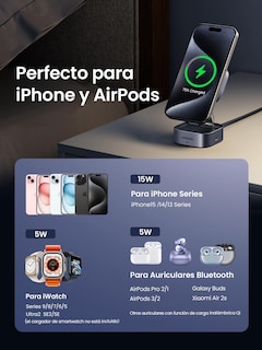 Foto 3 | Estación De Carga Ugreen 2 En 1 Qi2 Magnetic Para Iphone Y Airpods - Venta Internacional.