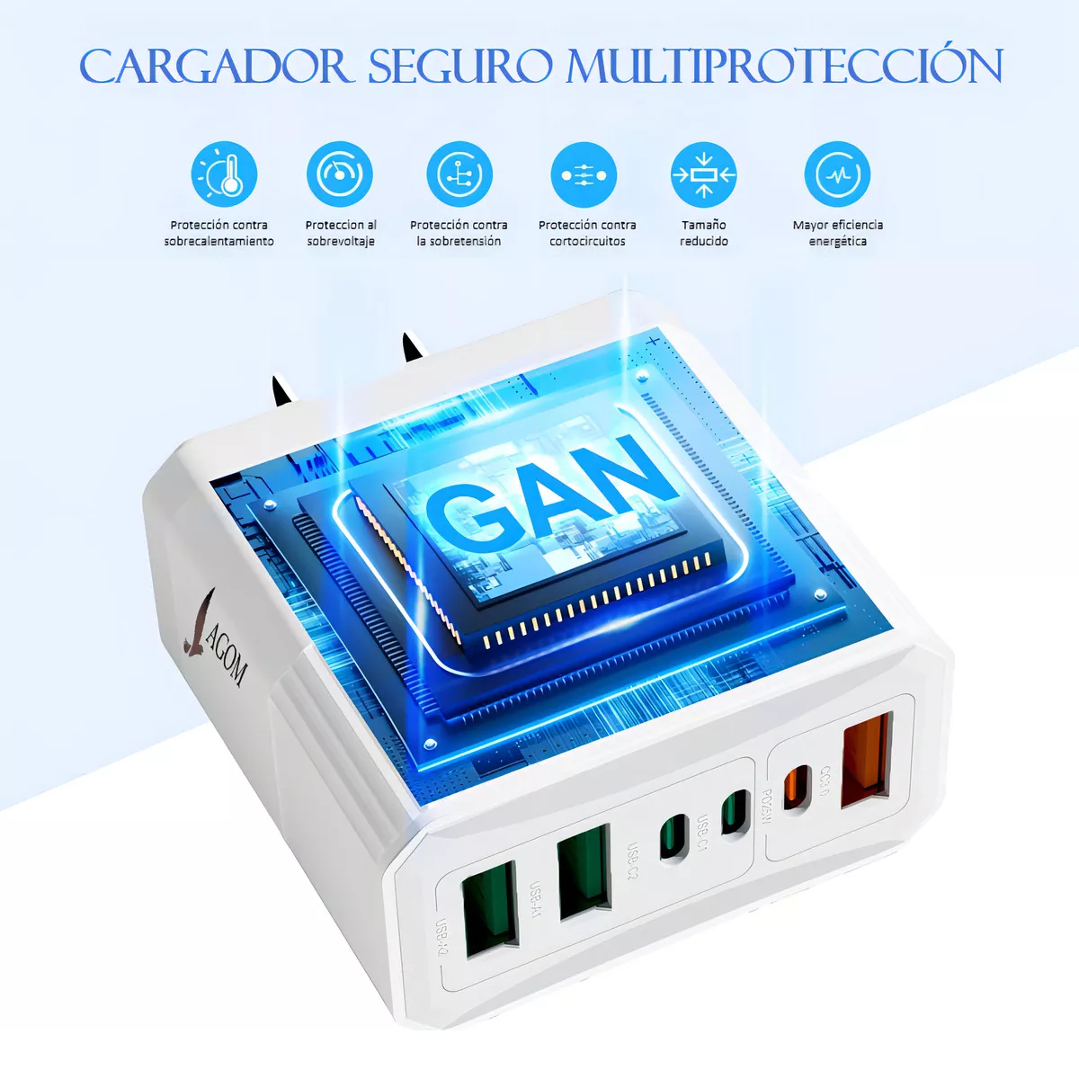 Foto 3 pulgar | Cargador Usb Adaptador De 55w 6 Puertos  Cubo 3 Usb + 3 Tipo-c Eo Safe Imports Esi-14588 Blanco