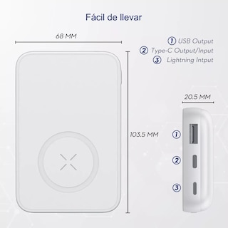Foto 3 | Cargador Batería Magnético Inalámbrico 10000mah Para Iphone Eo Safe Imports Esi-14585 Blanco