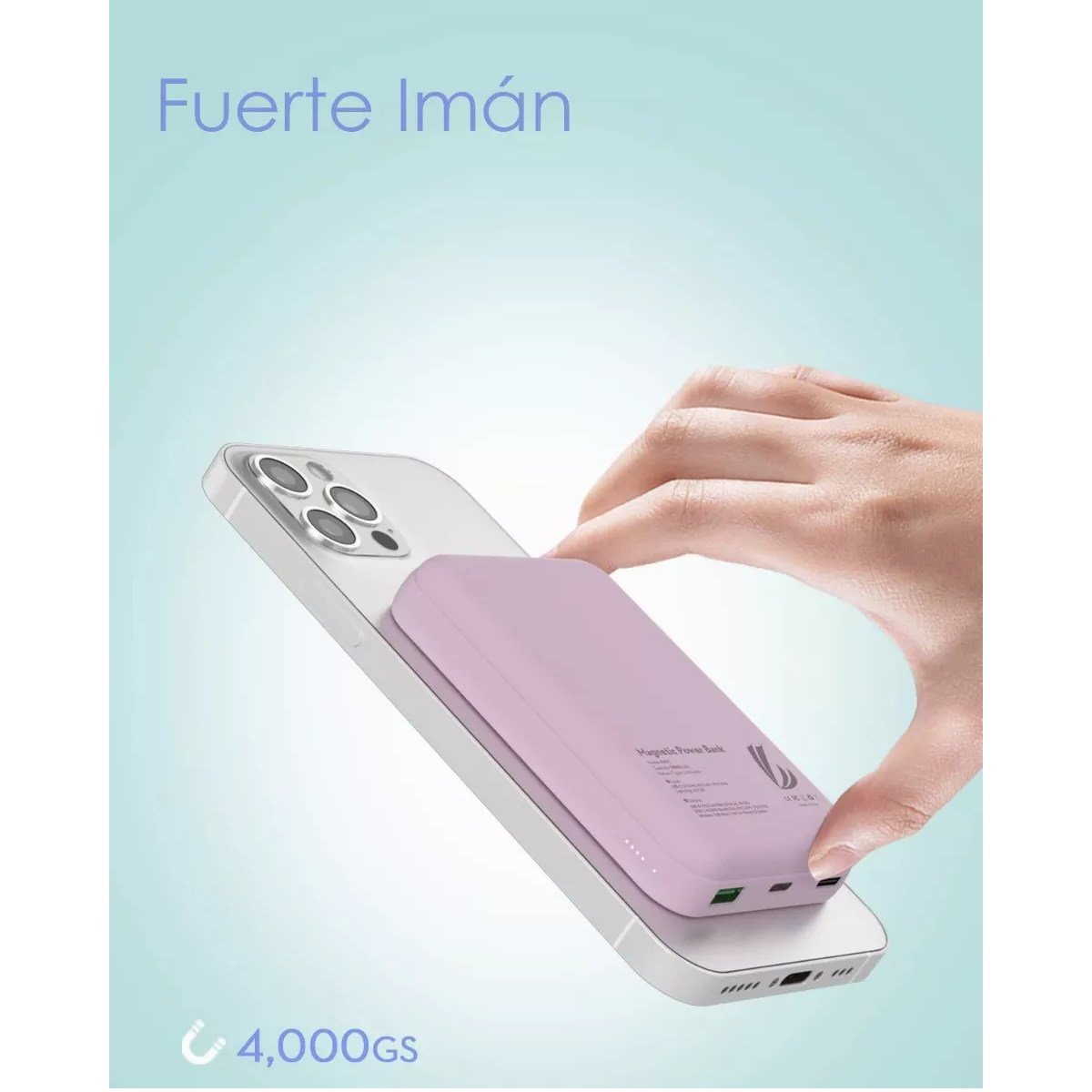 Foto 4 pulgar | Cargador Batería Magnético Inalámbrico 10000mah Para Iphone Eo Safe Imports Esi-14586  Rosa