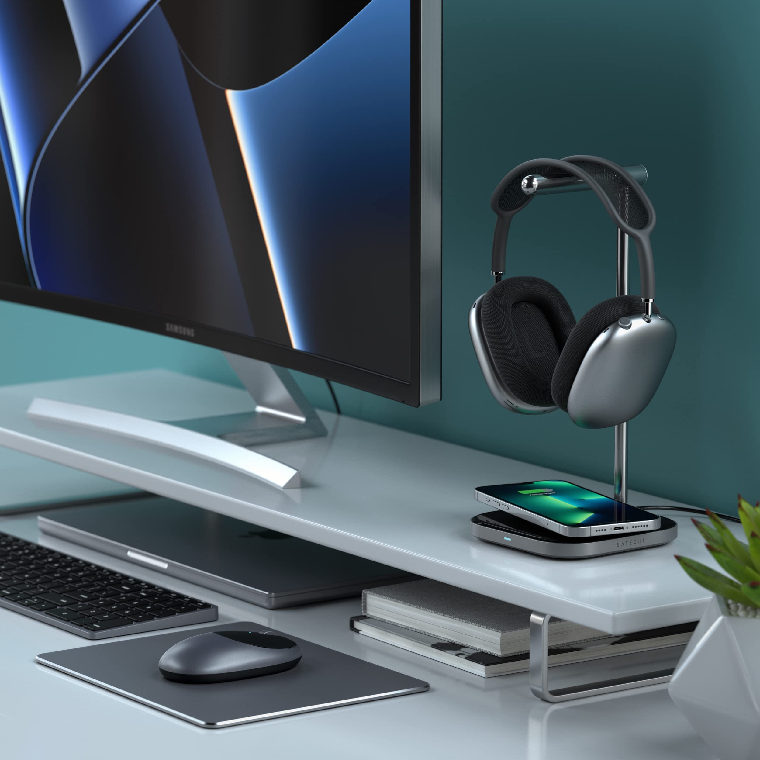 Foto 6 pulgar | Soporte Para Auriculares Satechi 2 En 1 Con Cargador Inalámbrico Usb-c - Venta Internacional.