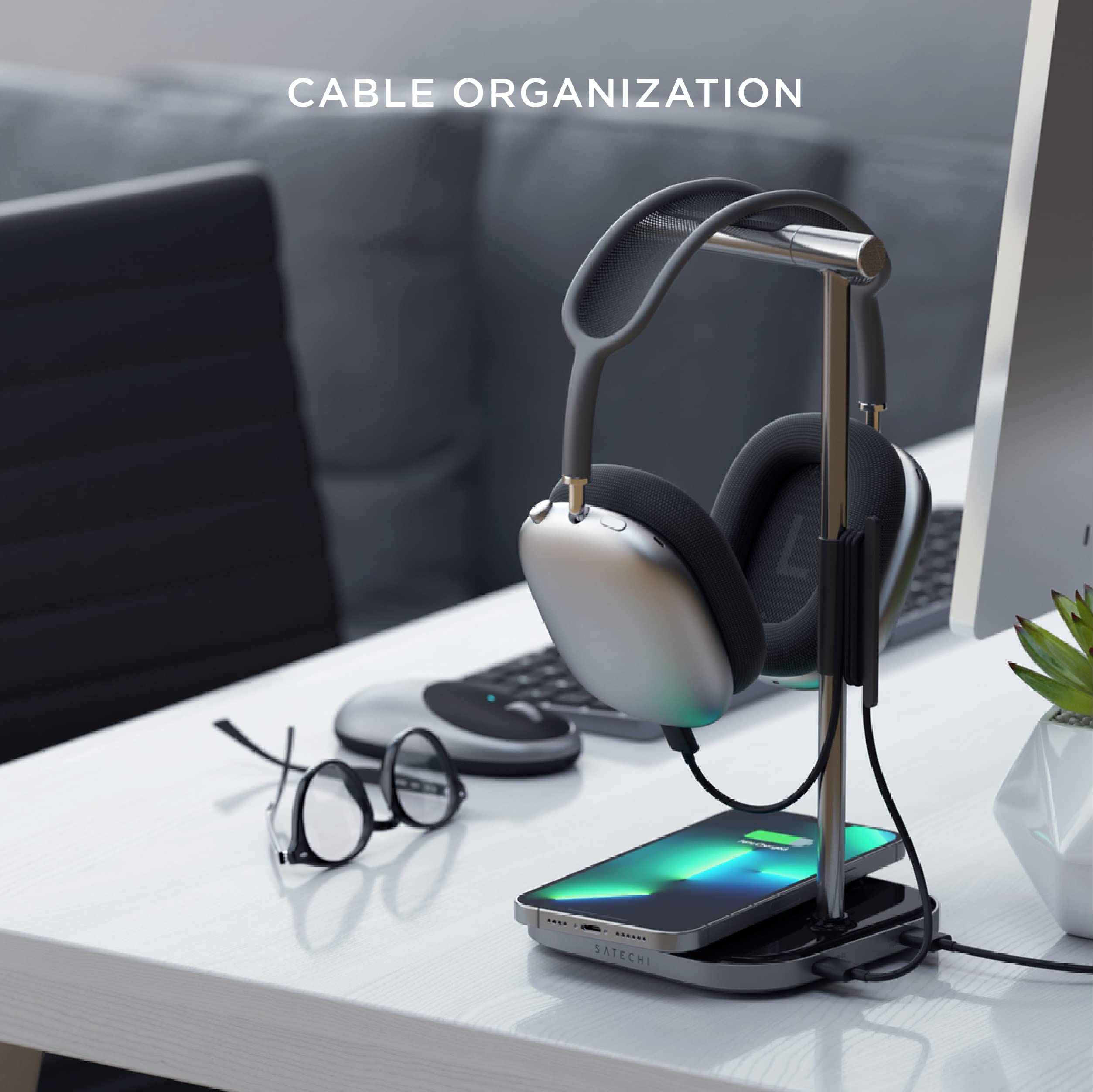 Foto 7 pulgar | Soporte Para Auriculares Satechi 2 En 1 Con Cargador Inalámbrico Usb-c - Venta Internacional.