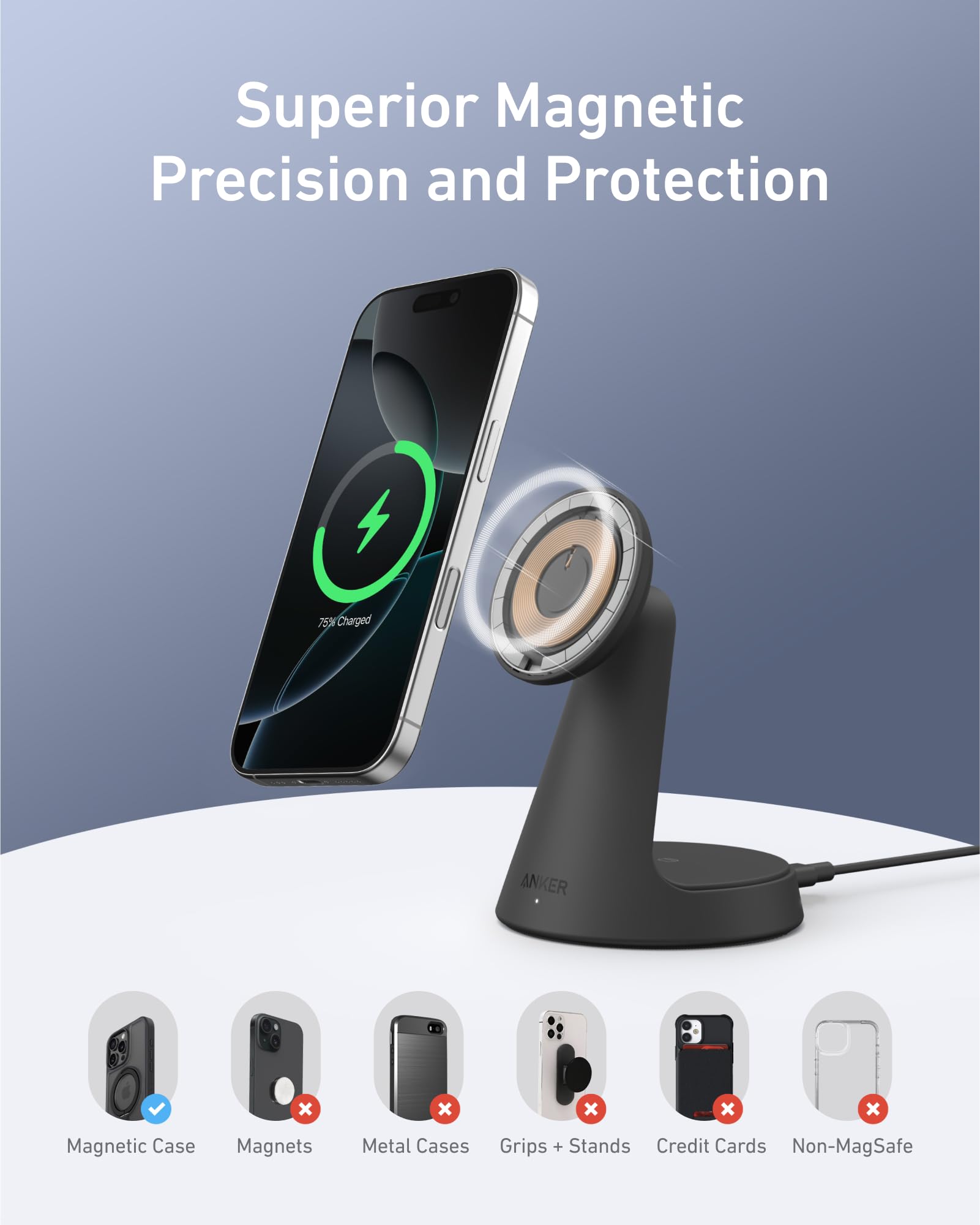 Foto 7 pulgar | Soporte De Carga 2 En 1 Compatible Con Anker Magsafe Para Iphone 16 - Venta Internacional.