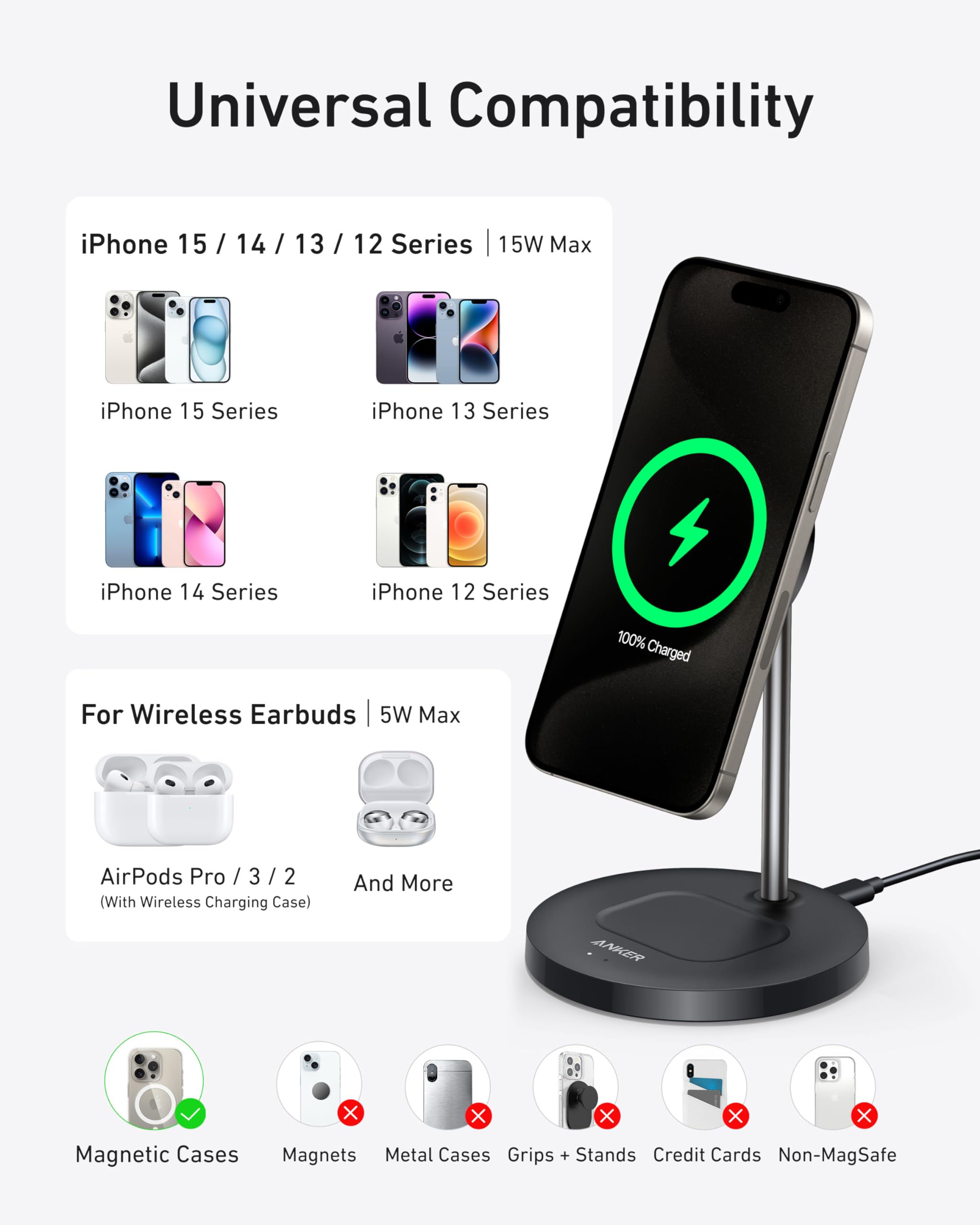 Foto 7 pulgar | Estación De Carga Anker Maggo Wireless Charger 15w Para Iphone 16 - Venta Internacional.