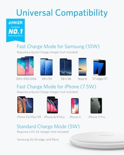 Foto 3 | Cargador Inalámbrico Anker 313 Qi Con Certificación Qi De 10 W Para Iphone, Color Blanco - Venta Internacional.