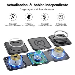 Foto 3 | Estaciones Cargador Inalambrico Magnética 3 En 1 Portátil Negro