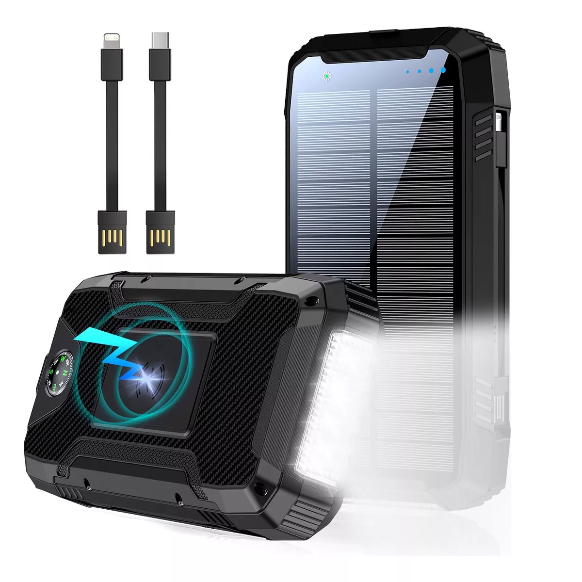 Power Bank Solar 30000mah Inalambrica Carga Rapida Eo Safe Imports  Esi-15741 Negro