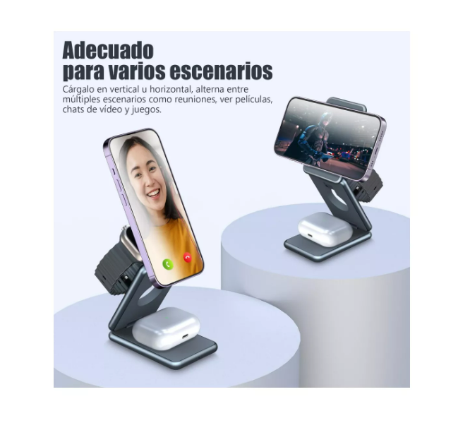 Foto 5 pulgar | Cargador Inalámbrico 3 En 1 Para Iphone / Apple Watch / Airpods Wünd