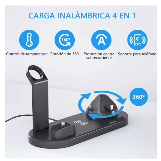 Foto 4 pulgar | 4 En 1 Cargador Inalambrico 15w Para Iphone/iwatch/airpods