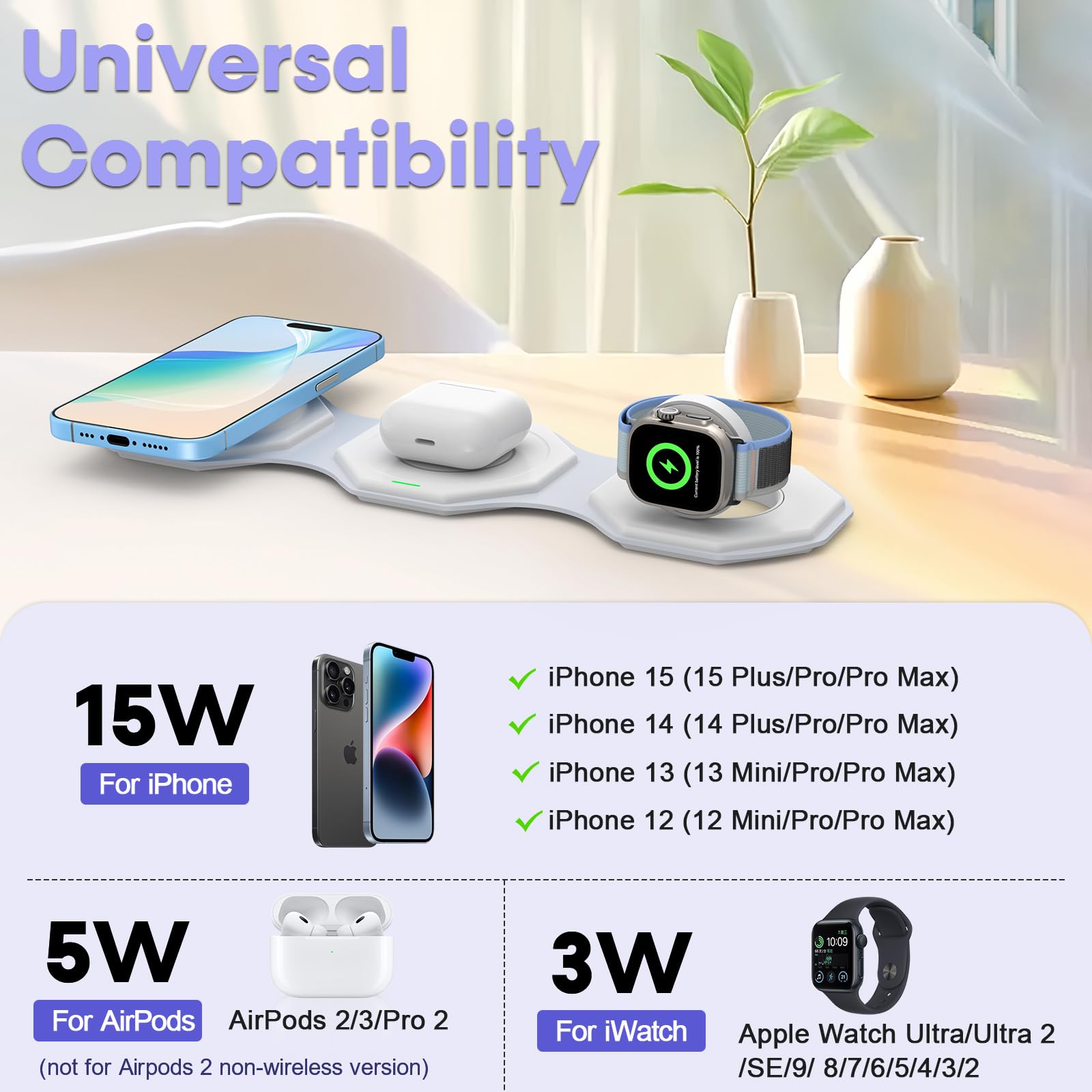 Foto 5 pulgar | Cargador Inalámbrico Dohonest 3 En 1 para Apple Watch-Venta Internacional