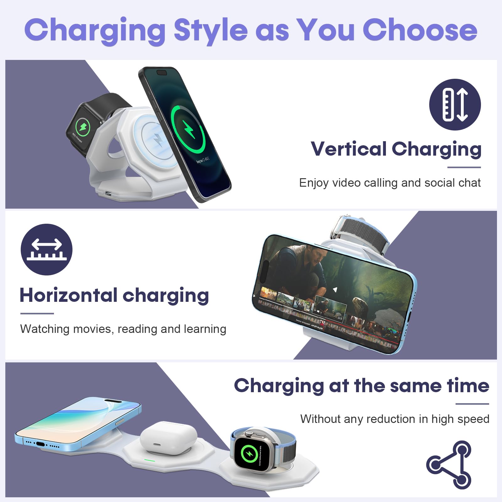 Foto 7 | Cargador Inalámbrico Dohonest 3 En 1 para Apple Watch-Venta Internacional