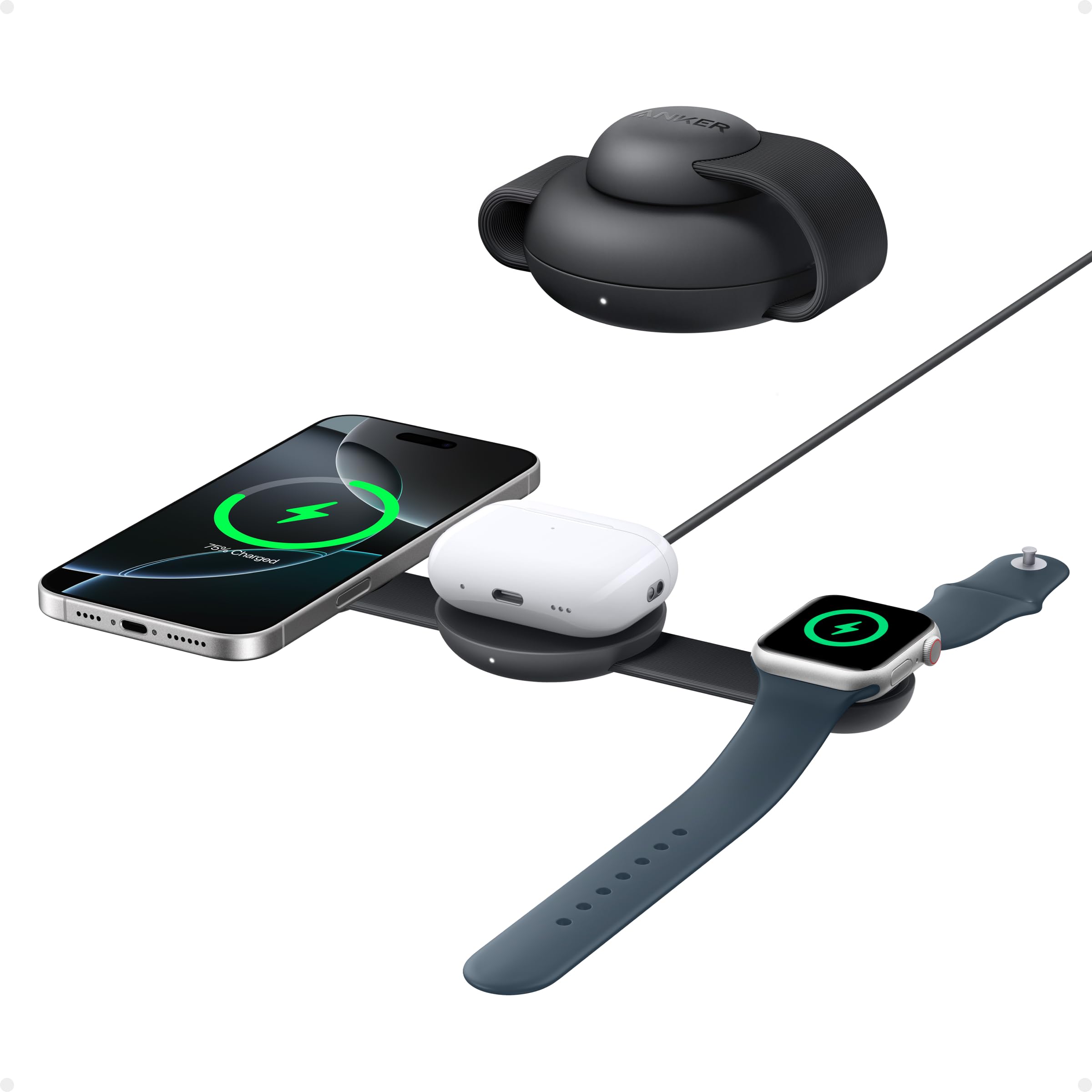 Foto 2 pulgar | Cargador Anker Maggo Ufo 3 En 1 Inalámbrico De 15 W Para Iphone 16 - Venta Internacional.