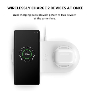 Foto 2 | Base De Carga Inalámbrica Belkin Quick Charge Dual 10w Blanca - Venta Internacional.