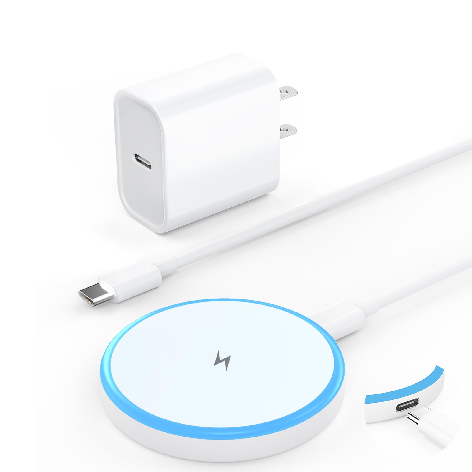 Foto 2 pulgar | Cargador Inalámbrico Quzudn Magnetic 20w Usb C Para Iphone/airpods - Venta Internacional.