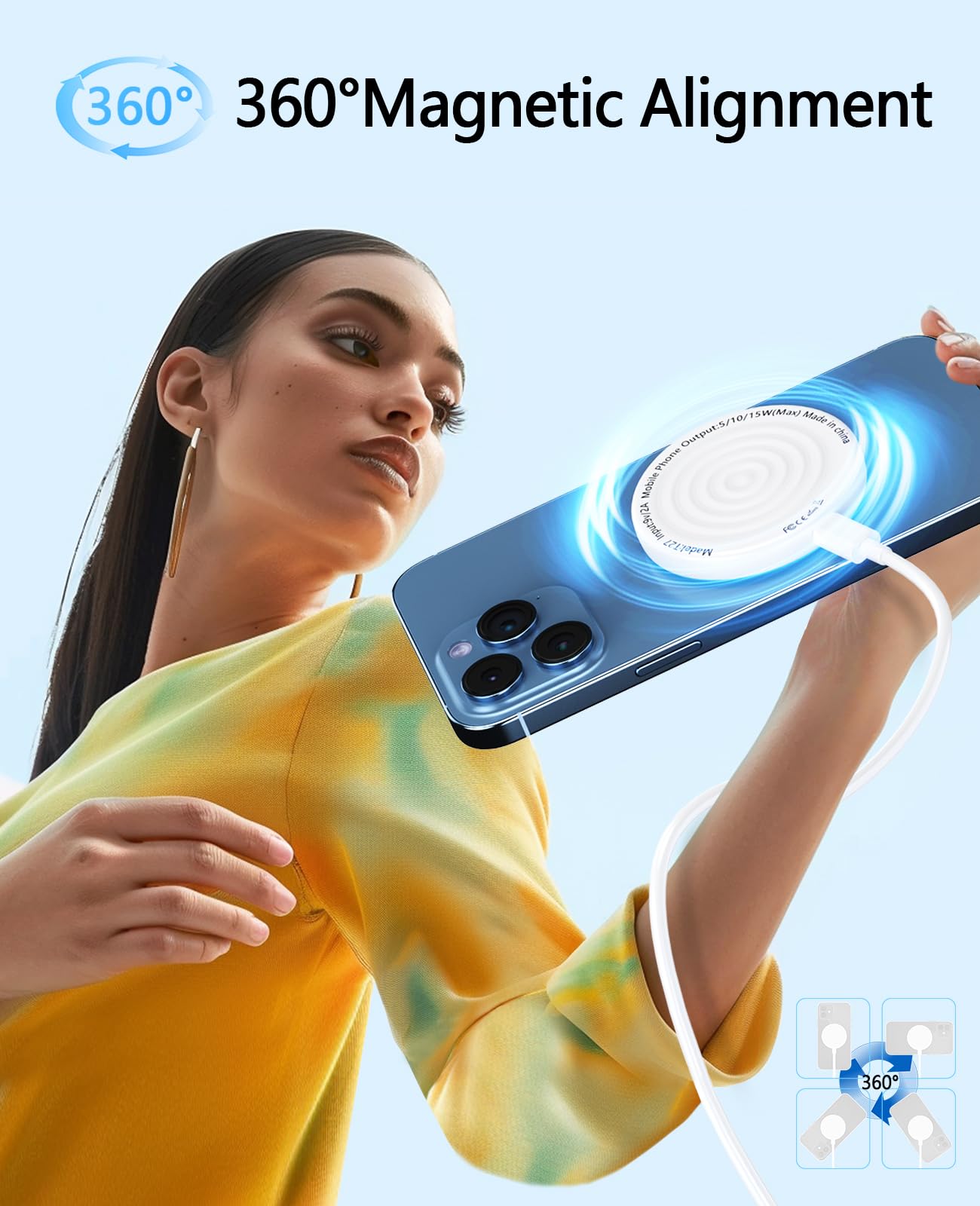 Foto 6 pulgar | Cargador Inalámbrico Quzudn Magnetic 20w Usb C Para Iphone/airpods - Venta Internacional.