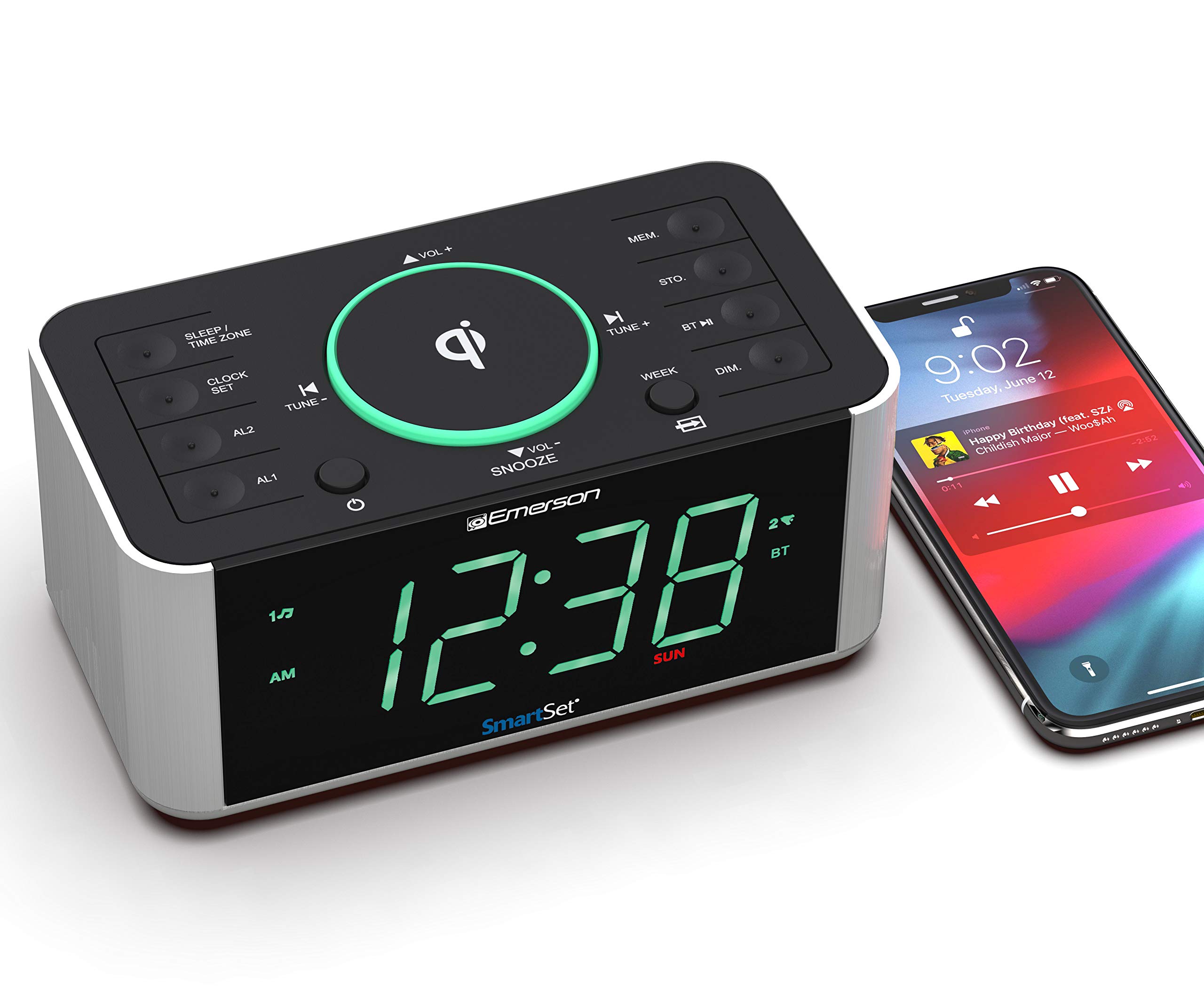 Foto 3 | Despertador, Radio Y Cargador De Teléfono Inalámbrico Qi Emerson - Venta Internacional.