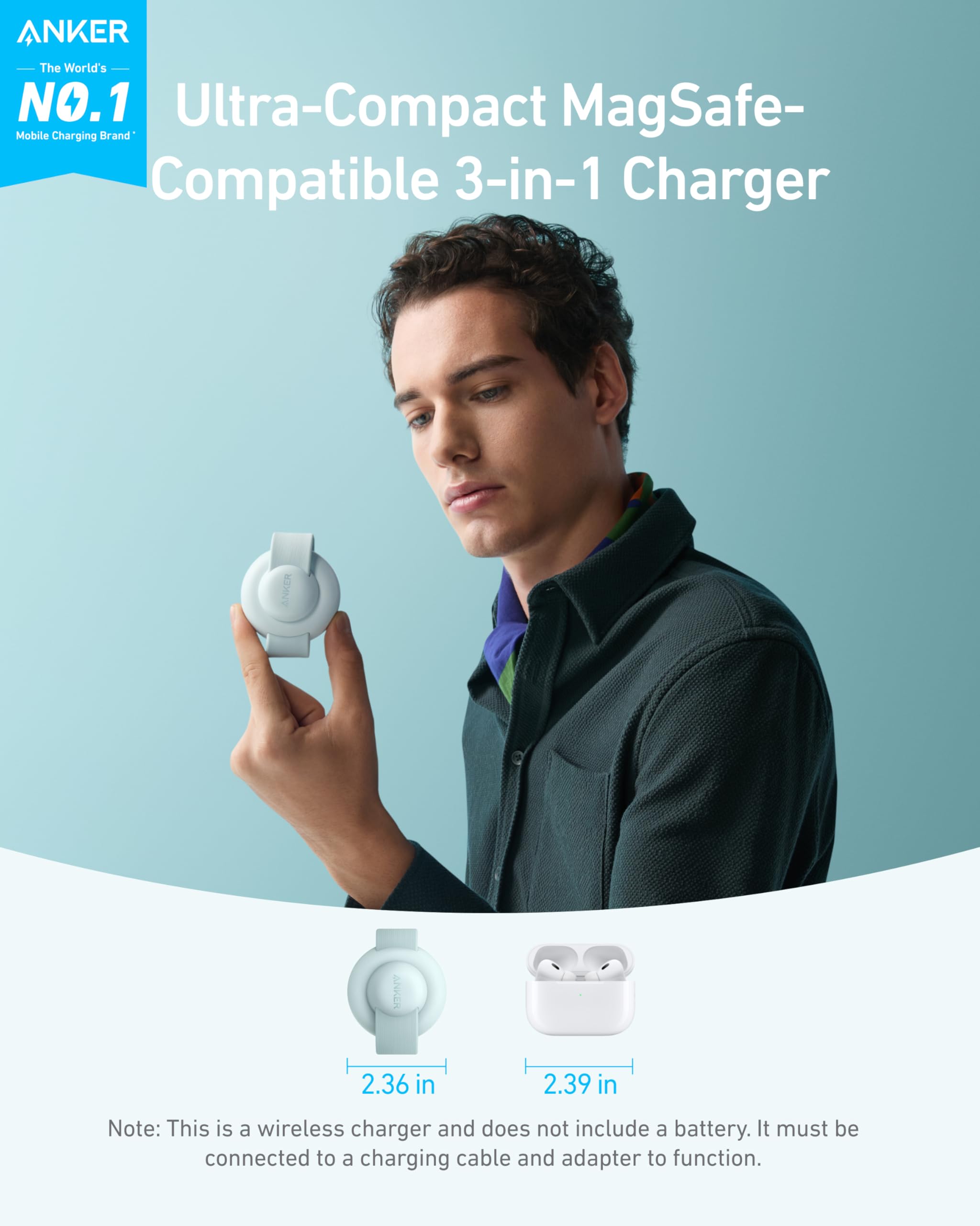 Foto 2 | Cargador Anker Maggo Ufo 3 en 1 Inalámbrico de 15 W para iPhone 16 - Venta Internacional