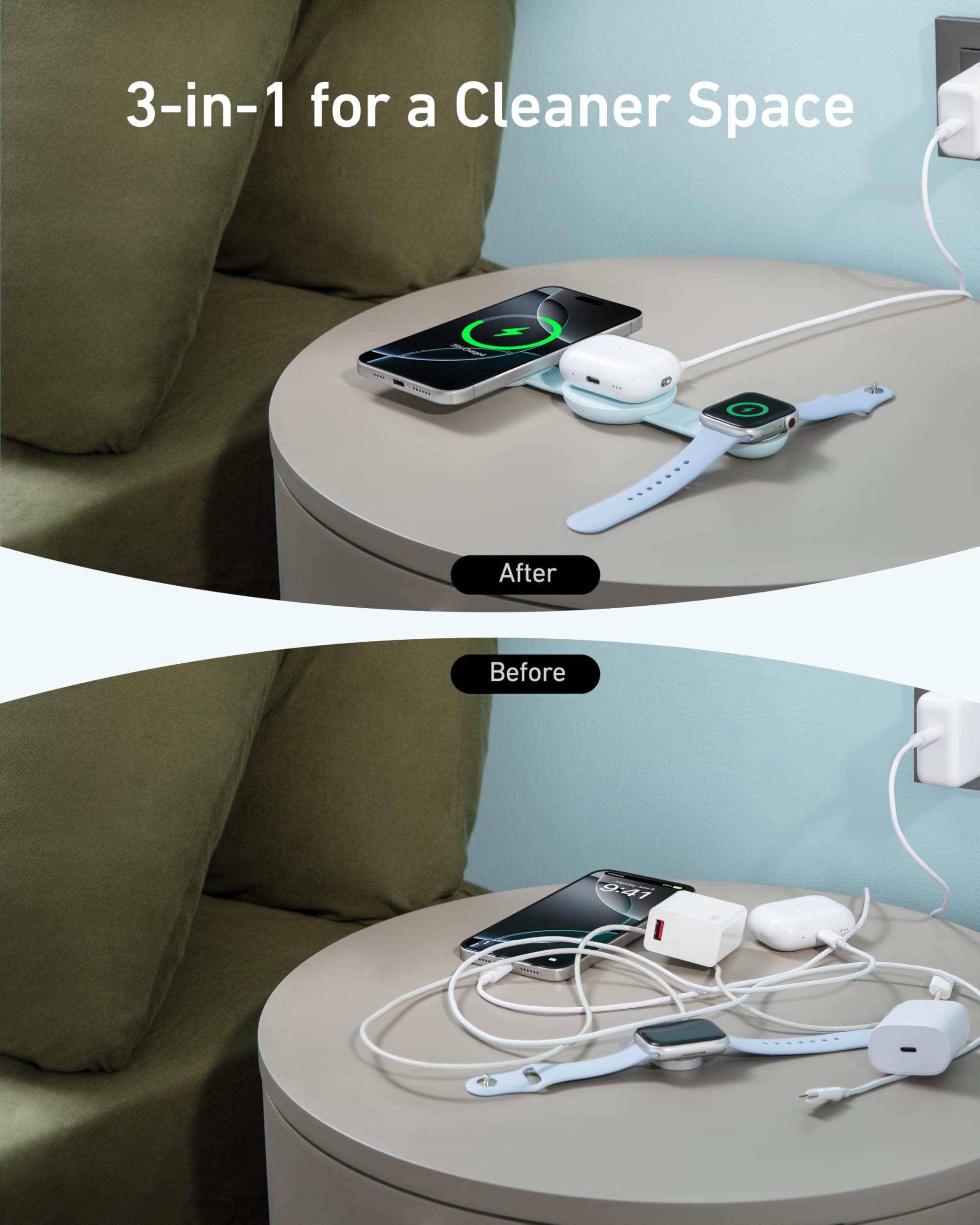Foto 5 | Cargador Anker Maggo Ufo 3 en 1 Inalámbrico de 15 W para iPhone 16 - Venta Internacional