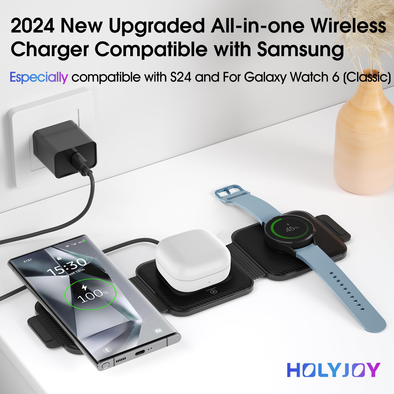Foto 4 pulgar | Cargador De Viaje Múltiple Holyjoy Para Samsung Galaxy Watch - Venta Internacional.