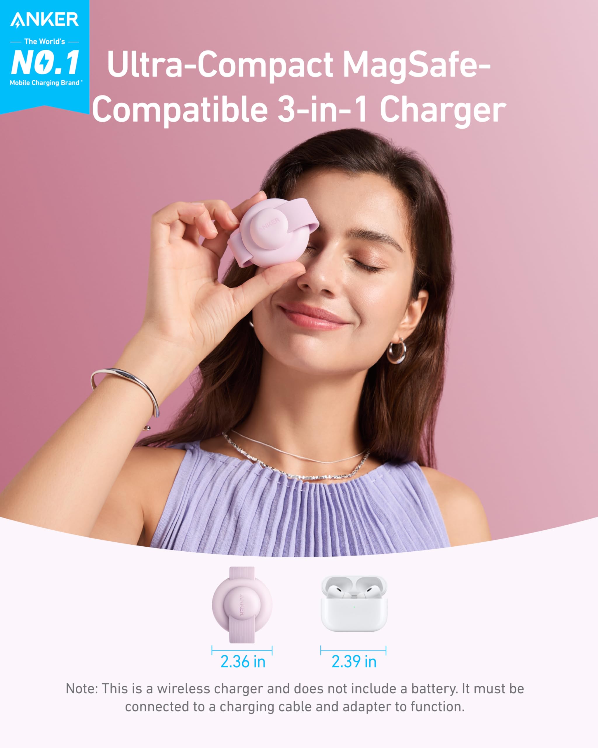 Foto 2 | Cargador Anker Maggo Ufo 3 en 1 Inalámbrico de 15 W para iPhone 16 - Venta Internacional