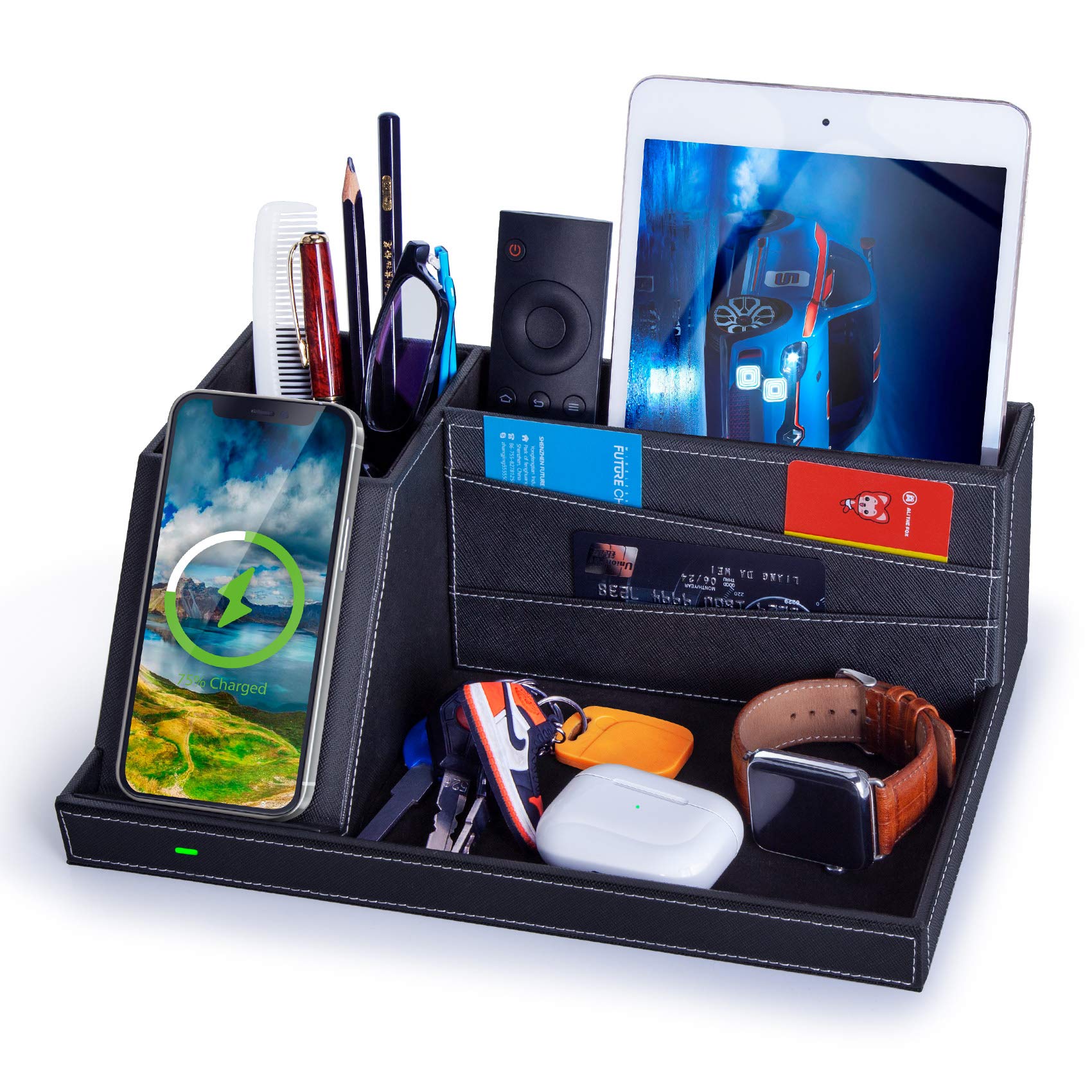 Foto 2 pulgar | Organizador De Escritorio Con Estación De Carga Inalámbrica Para Iphone Y Más - Venta Internacional.